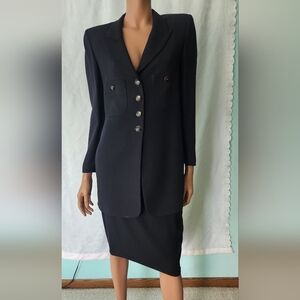 SONIA RYKIEL Black Women's Long Blazer Skirt Suite Sz 40 Made in FRANCE